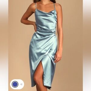 lulus “hollywood woman” midi satin dress